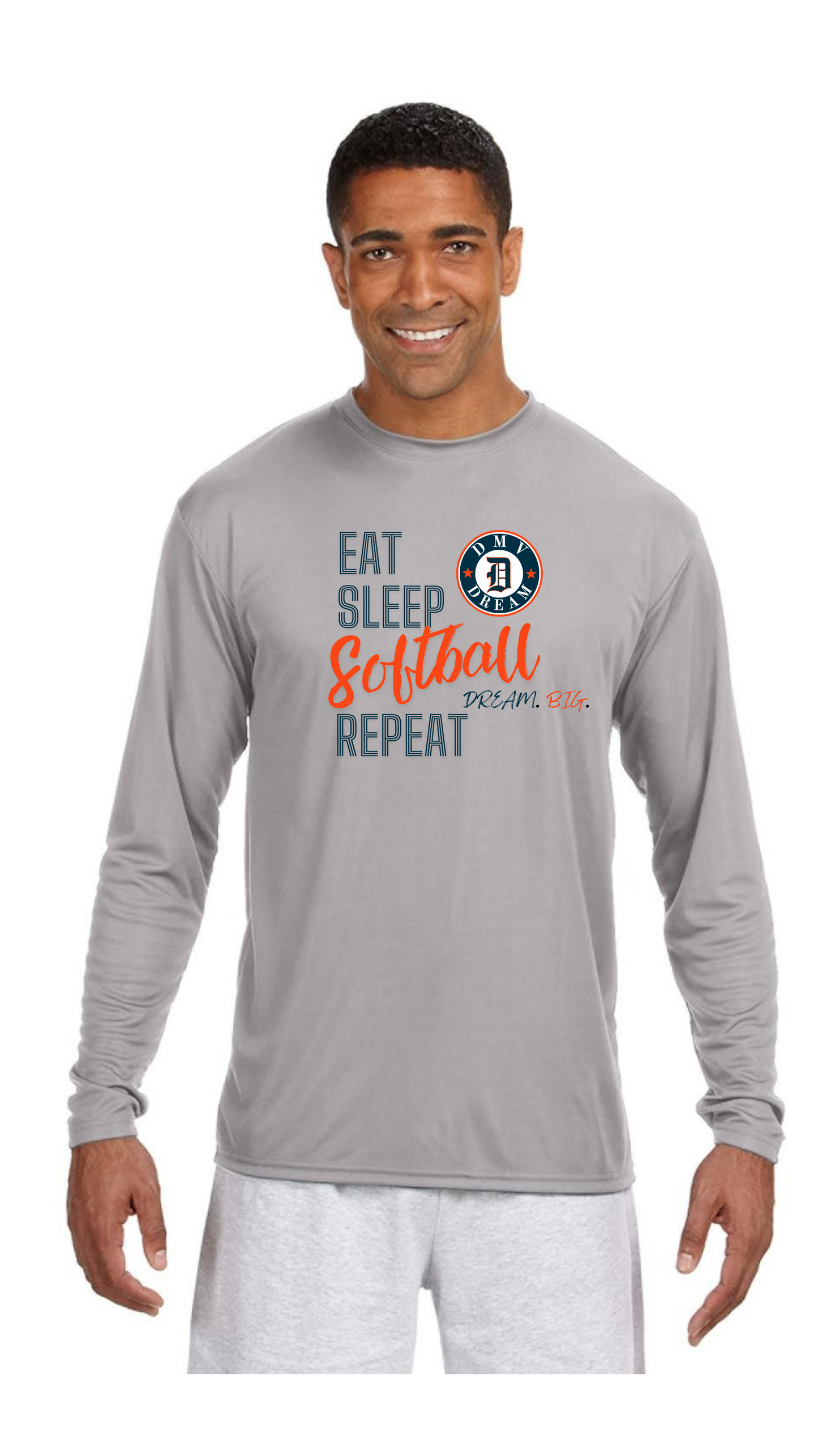 (DRI-FIT) DMV Dream Eat Sleep Softball T-Shirt-LONG SLEEVE (Unisex)