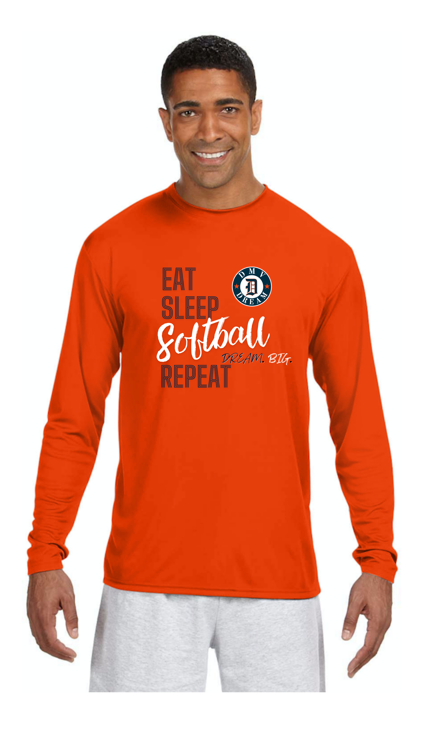 (DRI-FIT) DMV Dream Eat Sleep Softball T-Shirt-LONG SLEEVE (Unisex)