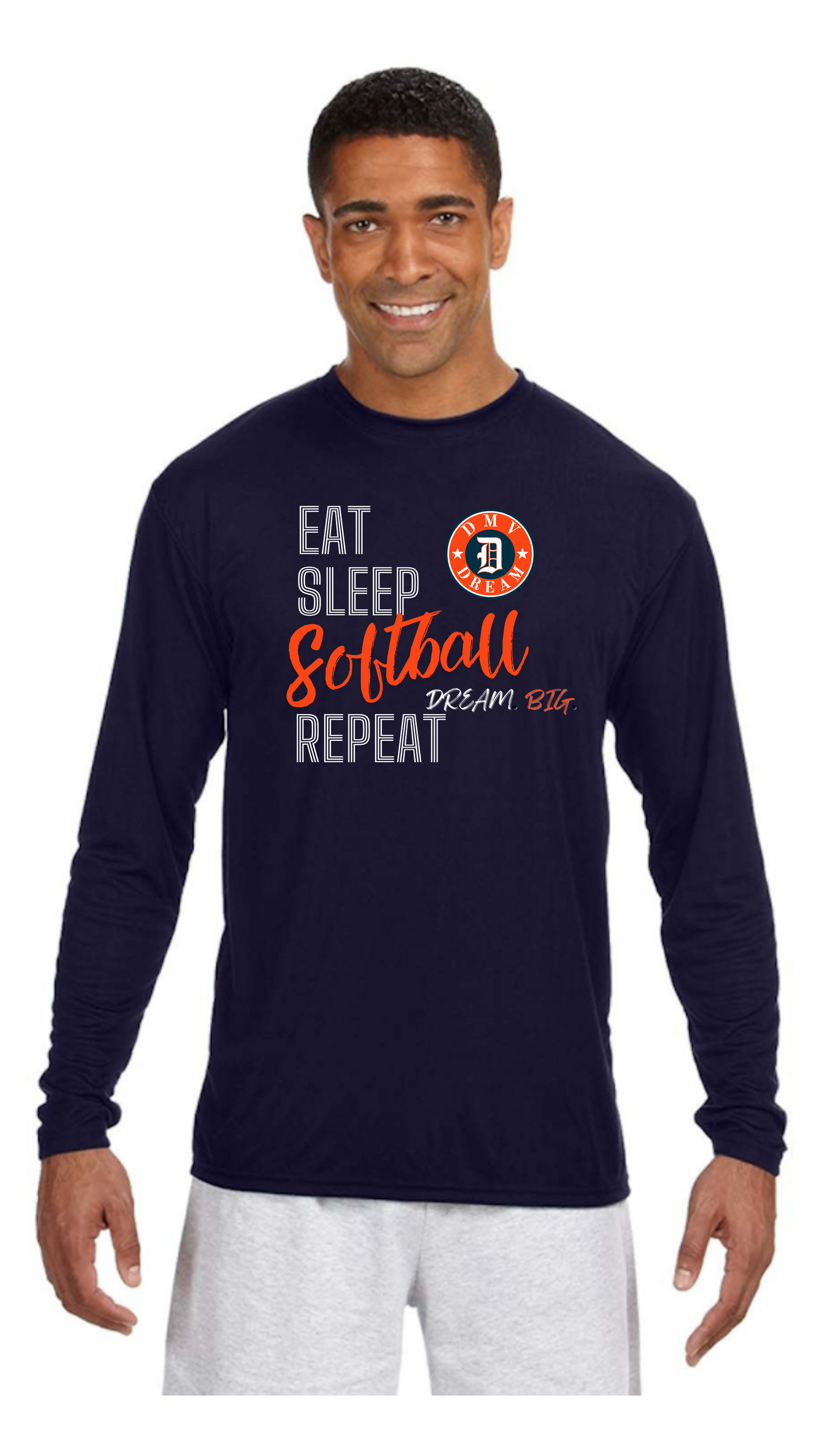 (DRI-FIT) DMV Dream Eat Sleep Softball T-Shirt-LONG SLEEVE (Unisex)