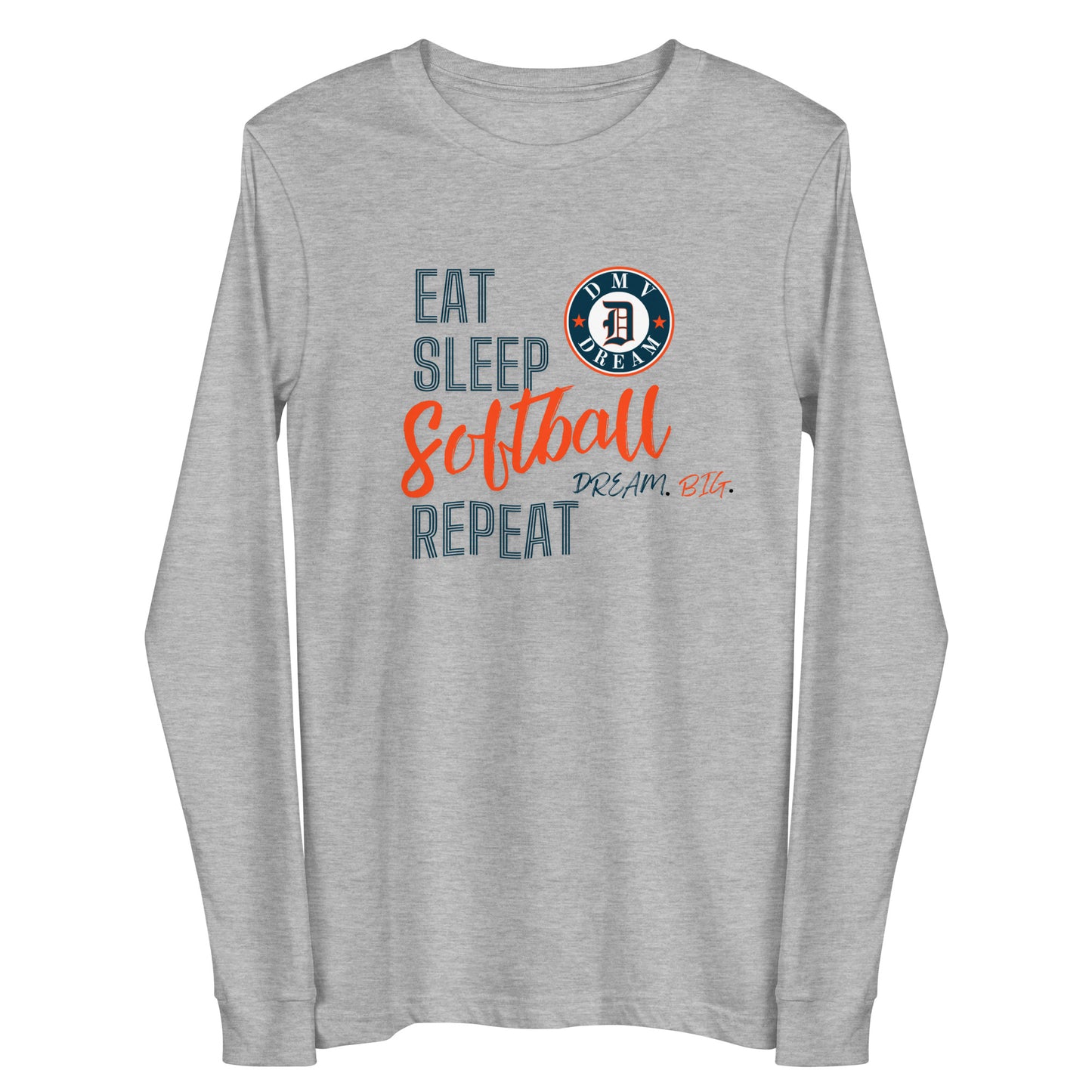DMV Dream Eat Sleep Long Sleeve Softball T-Shirt (Unisex)