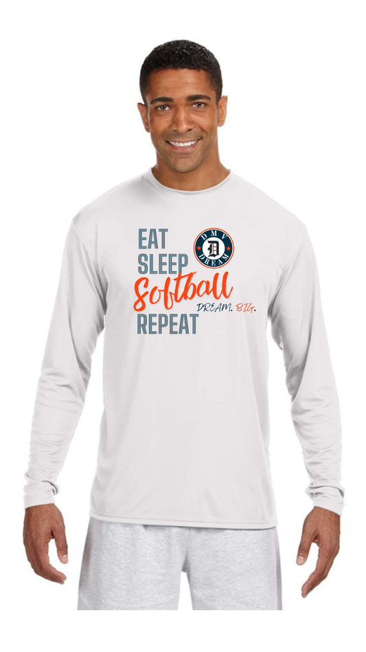 (DRI-FIT) DMV Dream Eat Sleep Softball T-Shirt-LONG SLEEVE (Unisex)