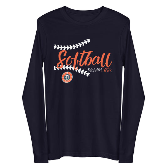 DMV Dream Softball Long Sleeve T-Shirt (Unisex) - NAVY