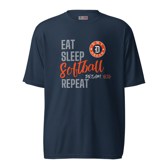 (DRI-FIT) DMV Dream Eat Sleep Softball T-Shirt (Unisex)-NAVY