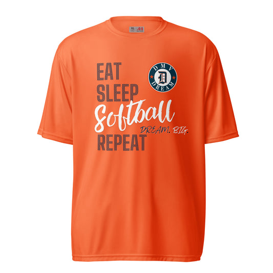 (DRI-FIT) DMV Dream Eat Sleep Softball T-Shirt (Unisex)-ORANGE